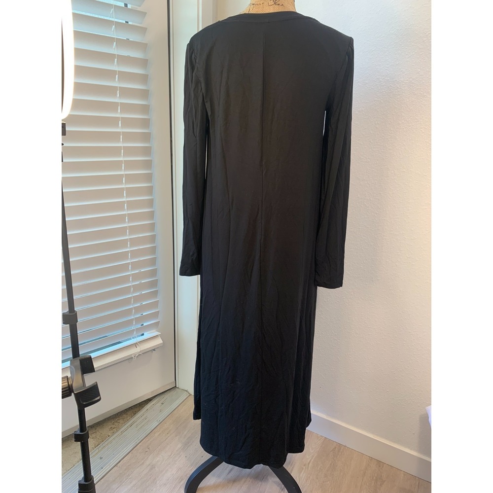 (E-127) Modern Soul Black Maxi Dress Built In Bra Long Sleeve Women M New - Picture 4 of 11